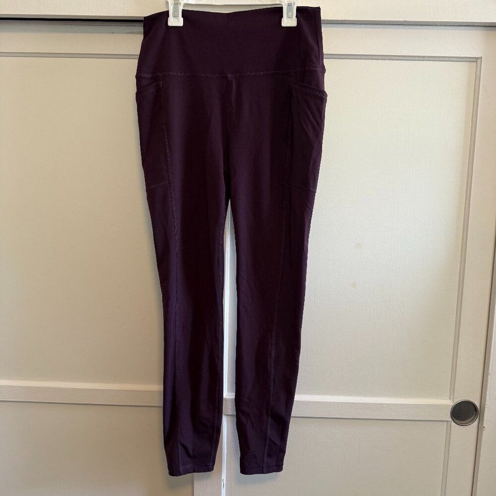 Legging Yoga Pants,  RBX High-Waisted Purple Leggings with Side Pockets – Size L